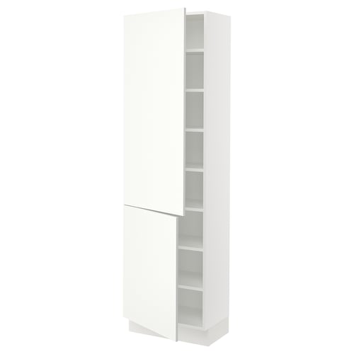 SEKTION Armoire haute + tablette/2ptes, blanc/Vallstena blanc, 24x15x80 "