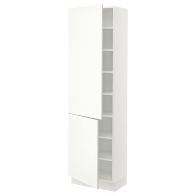 SEKTION Armoire haute + tablette/2ptes, blanc/Vallstena blanc, 24x15x80 "