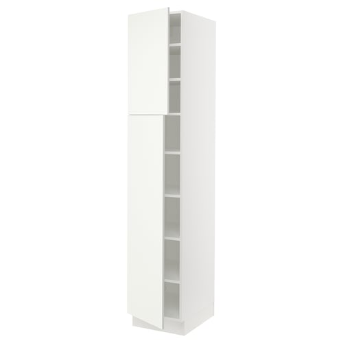 SEKTION Armoire haute + tablette/2ptes, blanc/Vallstena blanc, 18x24x90 "