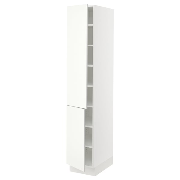 SEKTION Armoire haute + tablette/2ptes, blanc/Vallstena blanc, 15x24x80 "