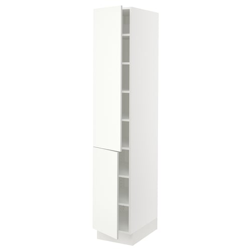 SEKTION Armoire haute + tablette/2ptes, blanc/Vallstena blanc, 15x24x80 "