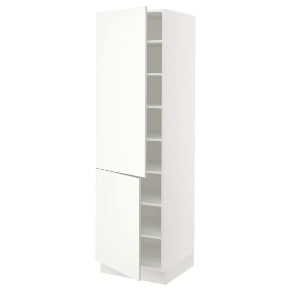 SEKTION Armoire haute + tablette/2ptes, blanc/Vallstena blanc, 24x24x80 "