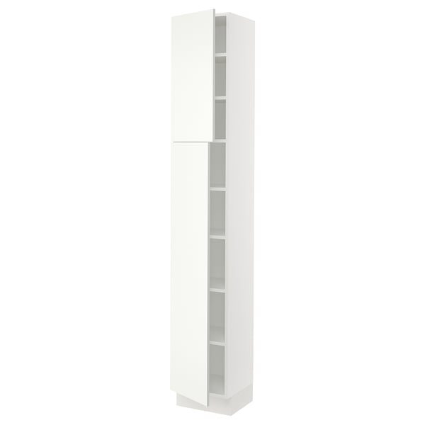 SEKTION Armoire haute + tablette/2ptes, blanc/Vallstena blanc, 15x15x90 "