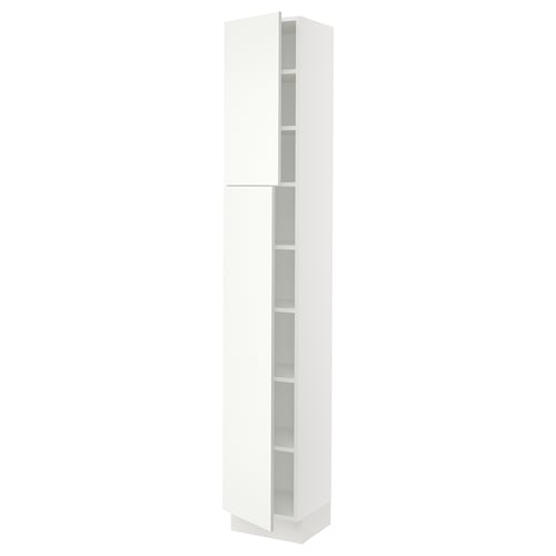 SEKTION Armoire haute + tablette/2ptes, blanc/Vallstena blanc, 15x15x90 "