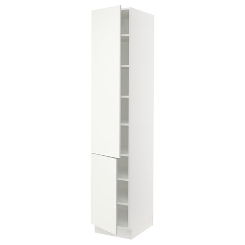 SEKTION Armoire haute + tablette/2ptes, blanc/Vallstena blanc, 18x24x90 "