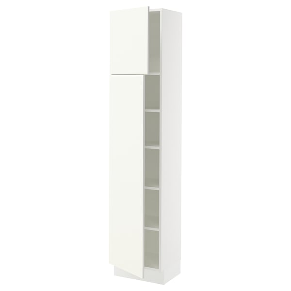 SEKTION Armoire haute + tablette/2ptes, blanc/Vallstena blanc, 18x15x80 "