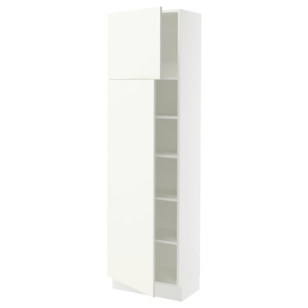 SEKTION Armoire haute + tablette/2ptes, blanc/Vallstena blanc, 24x15x80 "