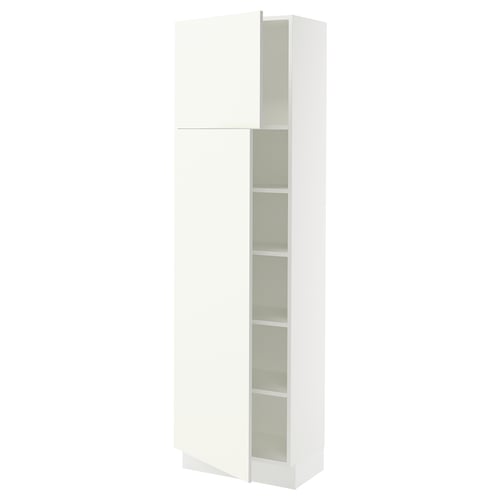 SEKTION Armoire haute + tablette/2ptes, blanc/Vallstena blanc, 24x15x80 "