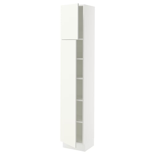 SEKTION Armoire haute + tablette/2ptes, blanc/Vallstena blanc, 15x15x80 "