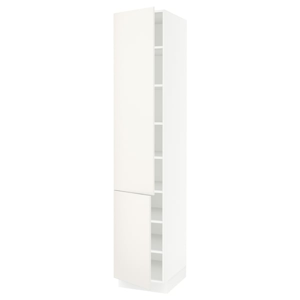 SEKTION Armoire haute + tablette/2ptes, blanc/Veddinge blanc, 18x24x90 "