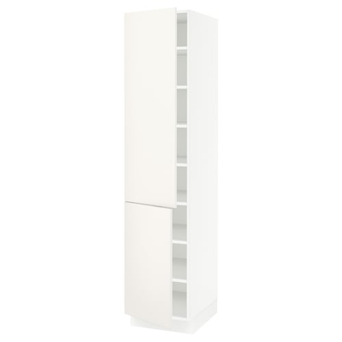SEKTION Armoire haute + tablette/2ptes, blanc/Veddinge blanc, 18x24x80 "