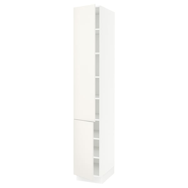 SEKTION Armoire haute + tablette/2ptes, blanc/Veddinge blanc, 15x24x90 "