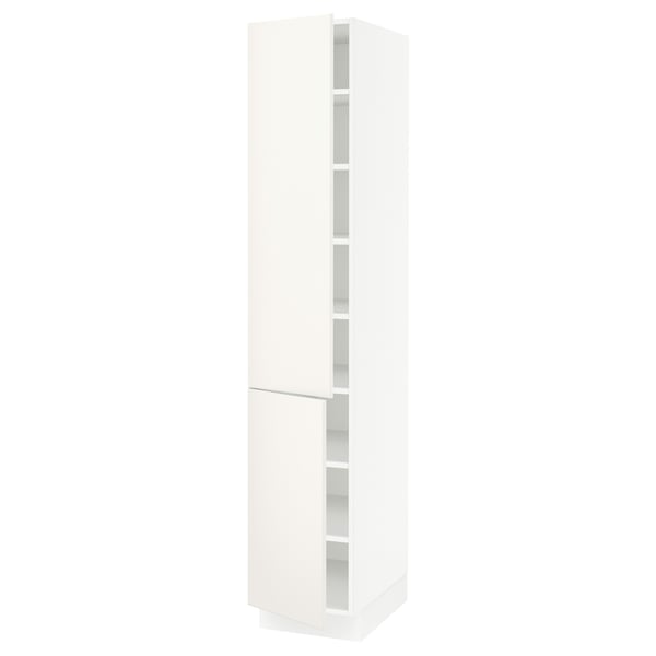 SEKTION Armoire haute + tablette/2ptes, blanc/Veddinge blanc, 15x24x80 "