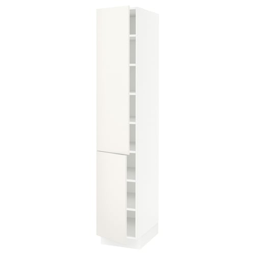 SEKTION Armoire haute + tablette/2ptes, blanc/Veddinge blanc, 15x24x80 "