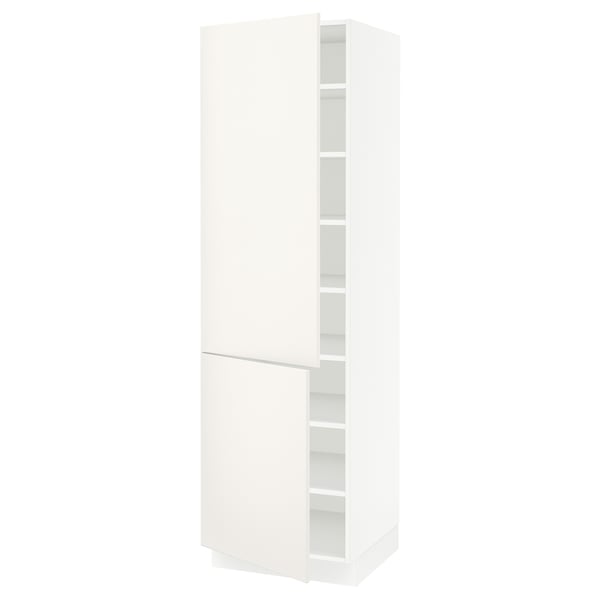 SEKTION Armoire haute + tablette/2ptes, blanc/Veddinge blanc, 24x24x80 "