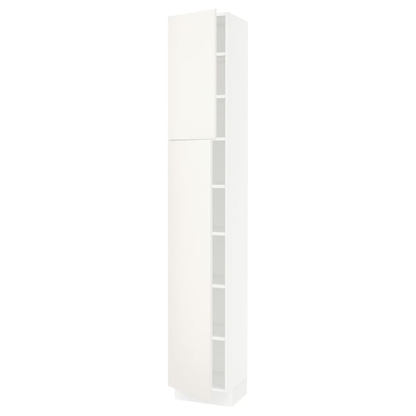 SEKTION Armoire haute + tablette/2ptes, blanc/Veddinge blanc, 15x15x90 "