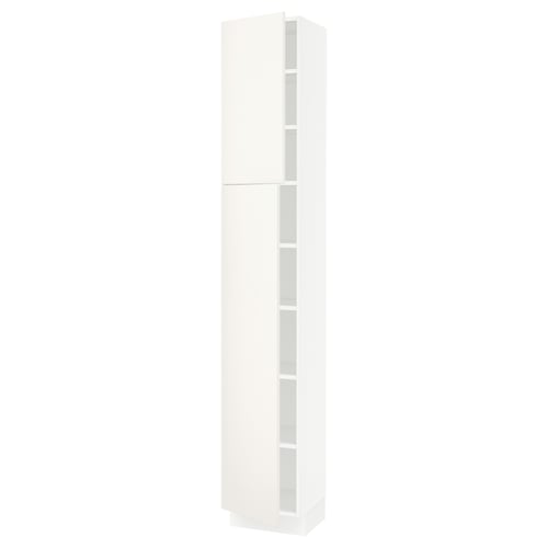 SEKTION Armoire haute + tablette/2ptes, blanc/Veddinge blanc, 15x15x90 "