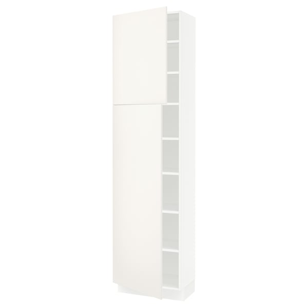 SEKTION Armoire haute + tablette/2ptes, blanc/Veddinge blanc, 24x15x90 "