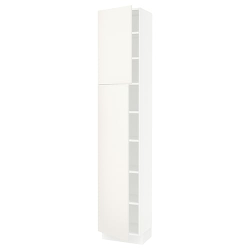 SEKTION Armoire haute + tablette/2ptes, blanc/Veddinge blanc, 18x15x90 "