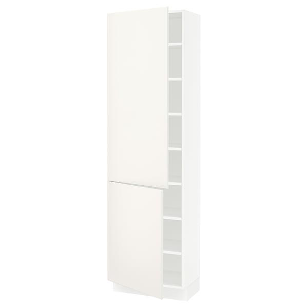 SEKTION Armoire haute + tablette/2ptes, blanc/Veddinge blanc, 24x15x80 "