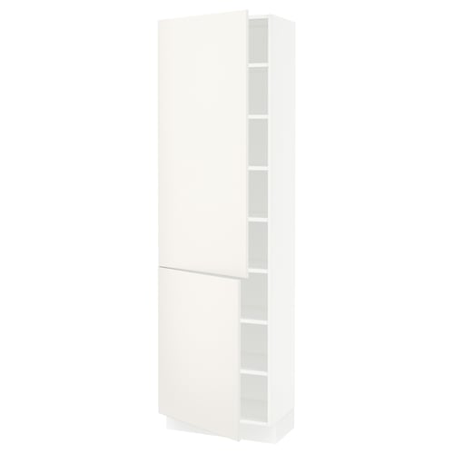 SEKTION Armoire haute + tablette/2ptes, blanc/Veddinge blanc, 24x15x80 "