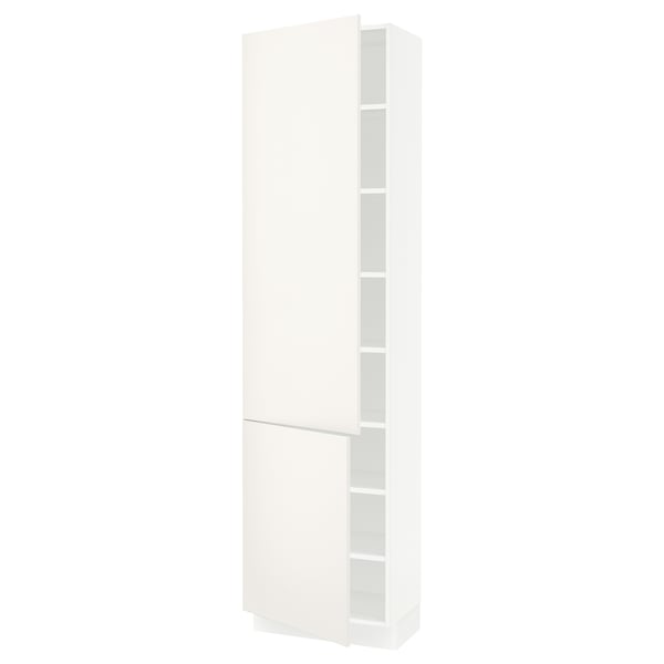 SEKTION Armoire haute + tablette/2ptes, blanc/Veddinge blanc, 24x15x90 "