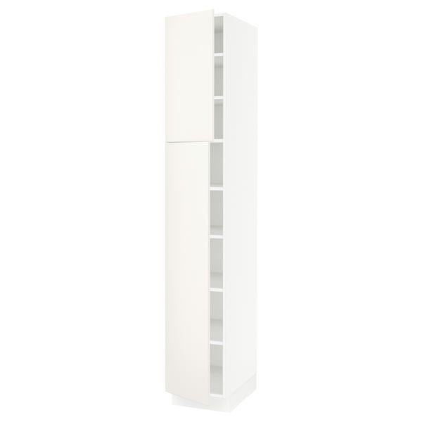 SEKTION Armoire haute + tablette/2ptes, blanc/Veddinge blanc, 15x24x90 "
