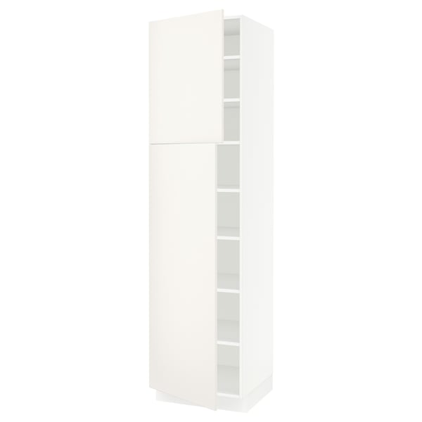 SEKTION Armoire haute + tablette/2ptes, blanc/Veddinge blanc, 24x24x90 "
