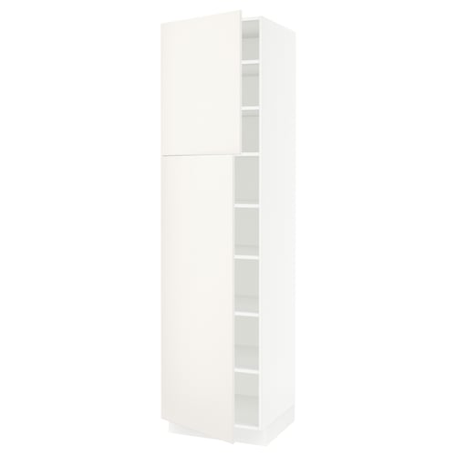 SEKTION Armoire haute + tablette/2ptes, blanc/Veddinge blanc, 24x24x90 "