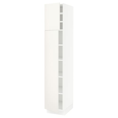 SEKTION Armoire haute + tablette/2ptes, blanc/Veddinge blanc, 15x24x80 "