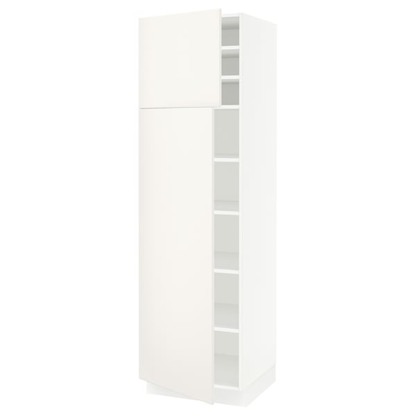 SEKTION Armoire haute + tablette/2ptes, blanc/Veddinge blanc, 24x24x80 "
