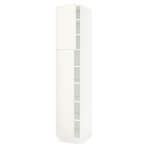 SEKTION Armoire haute + tablette/2ptes, blanc/Veddinge blanc, 18x24x90 "
