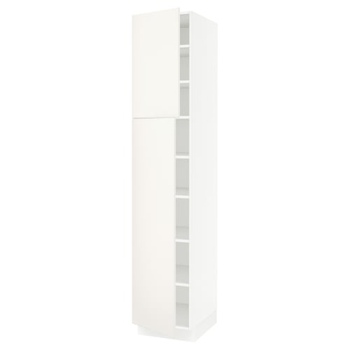 SEKTION Armoire haute + tablette/2ptes, blanc/Veddinge blanc, 18x24x90 "