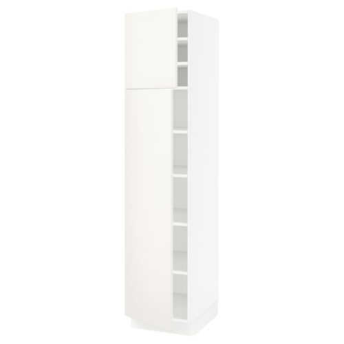SEKTION Armoire haute + tablette/2ptes, blanc/Veddinge blanc, 18x24x80 "