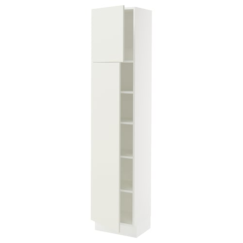 SEKTION Armoire haute + tablette/2ptes, blanc/Veddinge blanc, 18x15x80 "