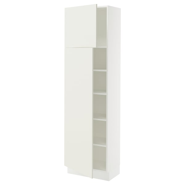 SEKTION Armoire haute + tablette/2ptes, blanc/Veddinge blanc, 24x15x80 "