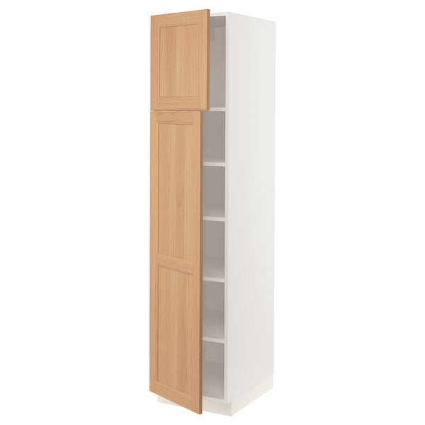 SEKTION Armoire haute + tablette/2ptes, blanc/Vedhamn chêne, 18x24x80 "