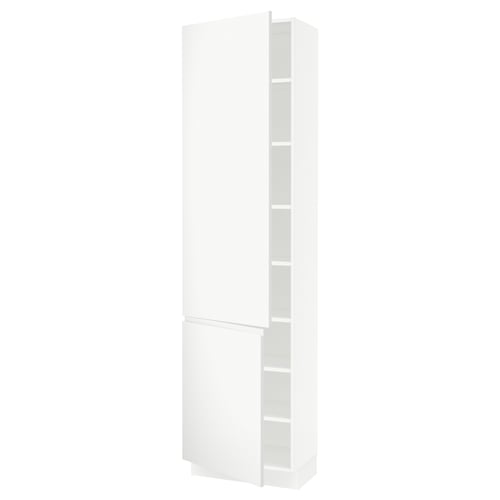 SEKTION Armoire haute + tablette/2ptes, blanc/Voxtorp blanc mat, 24x15x90 "