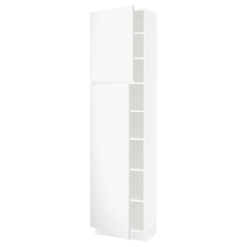 SEKTION Armoire haute + tablette/2ptes, blanc/Voxtorp blanc mat, 24x15x90 "