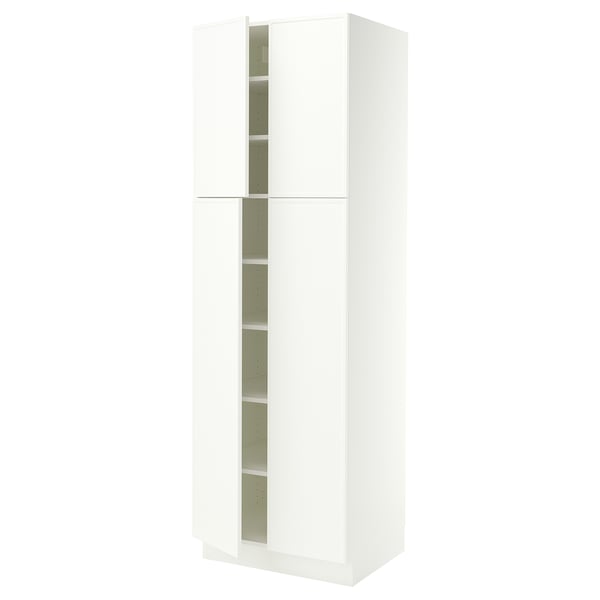 SEKTION Armoire haute + tablettes/4 portes, blanc/Aspudden blanc mat, 30x24x90 "