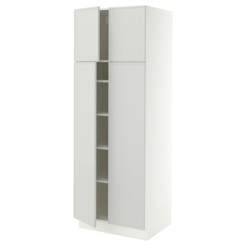 SEKTION Armoire haute + tablettes/4 portes, blanc/Aspudden gris clair, 30x24x80 "