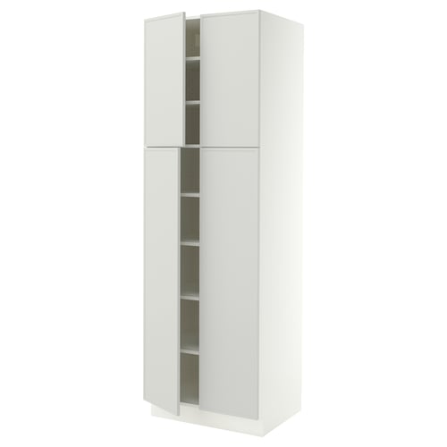 SEKTION Armoire haute + tablettes/4 portes, blanc/Aspudden gris clair, 30x24x90 "
