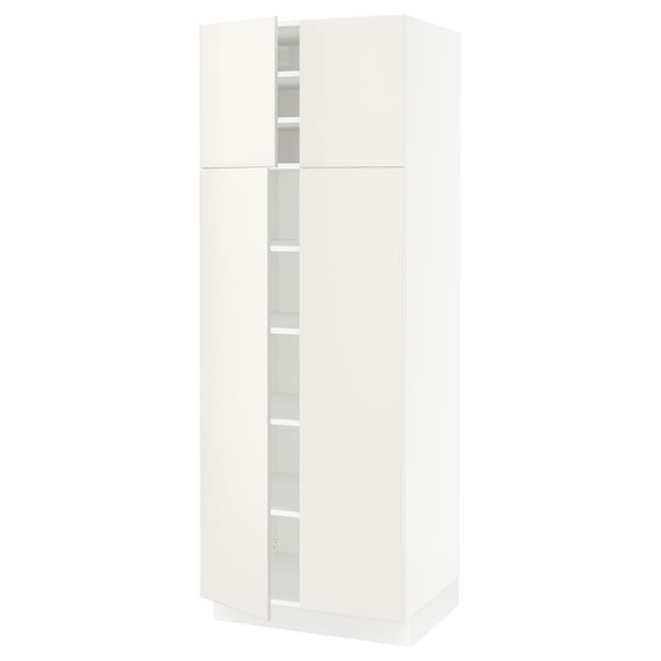 SEKTION Armoire haute + tablettes/4 portes, blanc/Veddinge blanc, 30x24x80 "