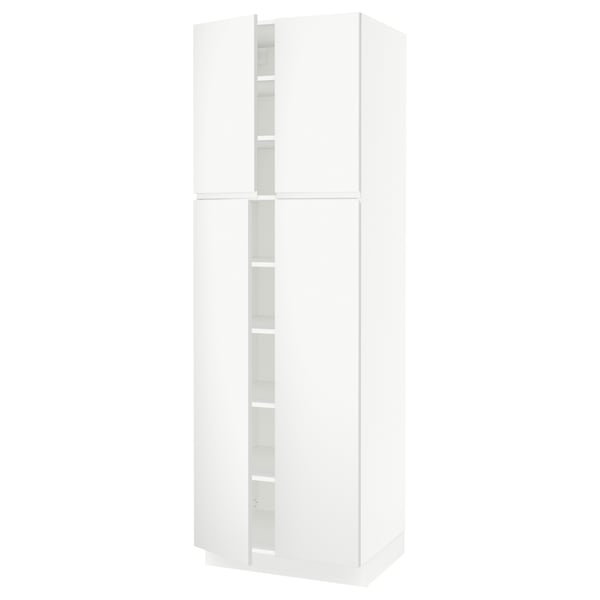 SEKTION Armoire haute + tablettes/4 portes, blanc/Voxtorp blanc mat, 30x24x90 "