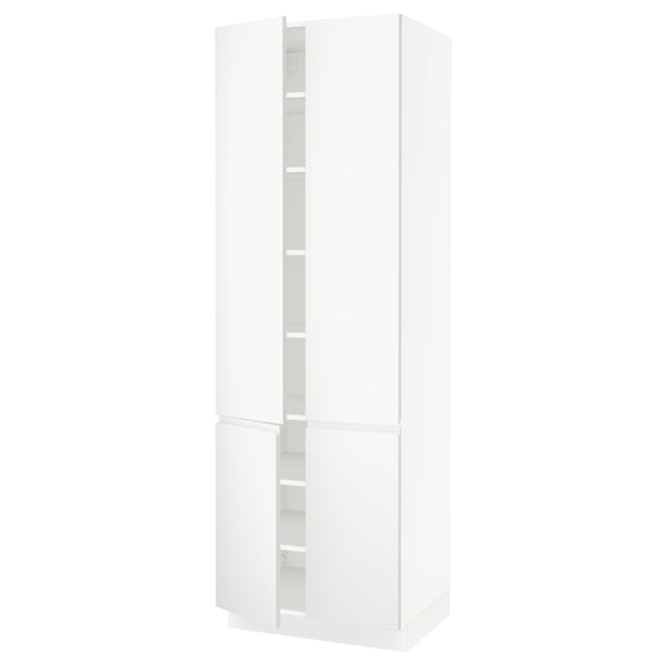SEKTION Armoire haute + tablettes/4 portes, blanc/Voxtorp blanc mat, 30x24x90 "
