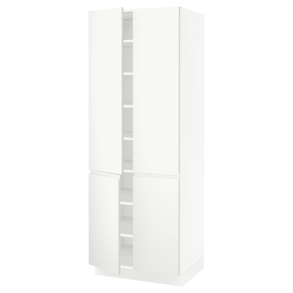SEKTION Armoire haute + tablettes/4 portes, blanc/Voxtorp blanc mat, 30x24x80 "