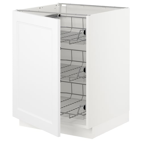 SEKTION Armoire inf av corbeilles en fil, blanc/Axstad blanc mat, 24x24x30 "