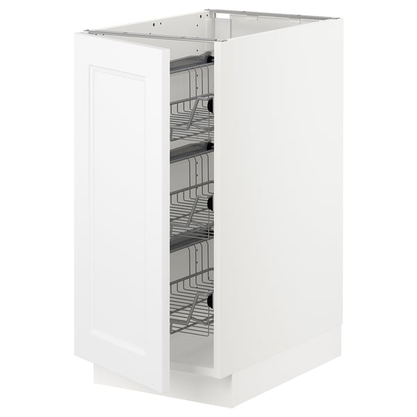 SEKTION Armoire inf av corbeilles en fil, blanc/Axstad blanc mat, 15x24x30 "