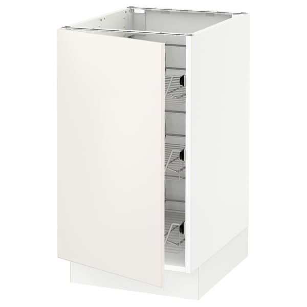 SEKTION Armoire inf av corbeilles en fil, blanc/Veddinge blanc, 18x24x30 "