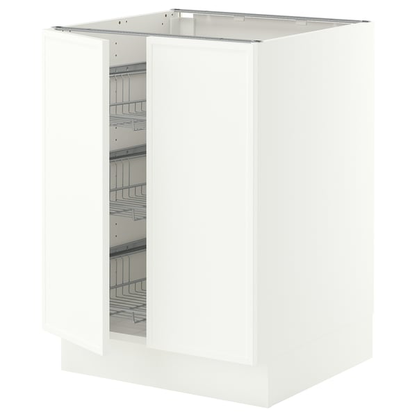 SEKTION Armoire inf corbeille fil/2 portes, blanc/Aspudden blanc mat, 24x24x30 "